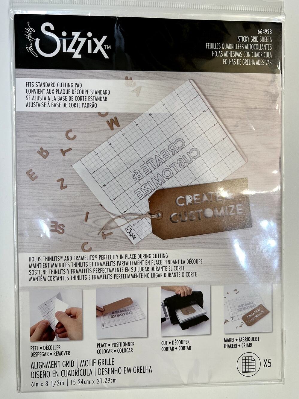 Sizzix Jim Holtz Accessory Sticky Grid Sheets 6x 8.5  5 Pack NEW